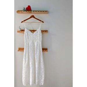 ASTR Women's White Lace A Line Midi Dress - Medium